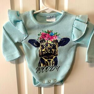 Boutique long sleeve onesie. Super cute moody cow!